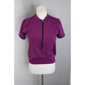 IBEX Cycling Jersey Medium Zip Front Pockets Womens Purple Short Sleeve